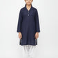 Navy Blue Qameez-White Shalwar-Sute