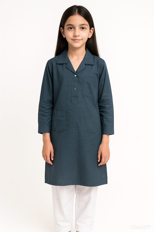 Gray Sute-White Shalwar